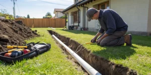 Replacing a sewer pipe.