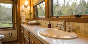 Plumbing service & repair for sleek, modern bathroom sink.