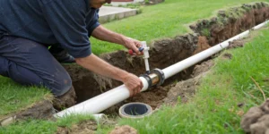 Broken sewer pipe replacement.