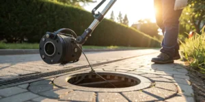 Sewer camera inspection in Los Angeles County.