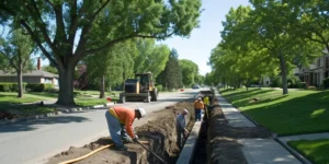 Sewer and water line installation.