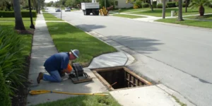 Trenchless sewer line repair.