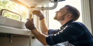 Professional drain cleaning service for clogged pipes.
