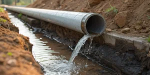 Clean sewer pipe draining.