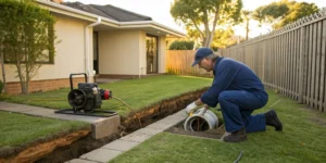 Sewer repair in progress.