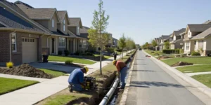 A trenchless water line replacement protects a home's landscaping from excavation.