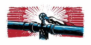 A technician performs a hot tapping procedure on a pressurized water main.